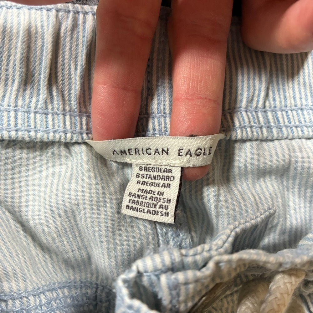 American Eagle Womens Jogger Pants Size 6 Regular Blue Striped Pull On Mid Rise - Picture 3 of 10